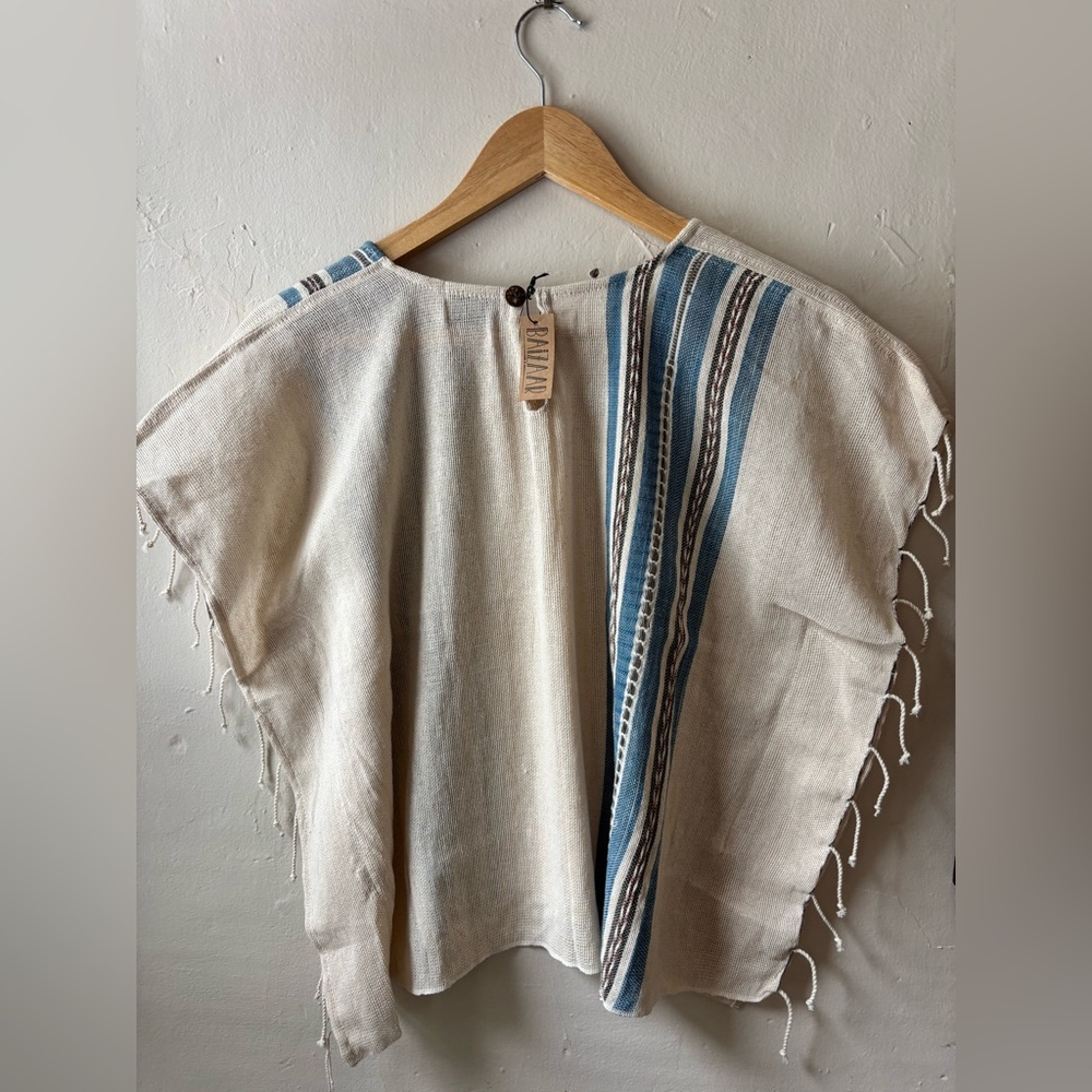Baizaar Handmade Apparel Striped Cream and Brown Cotton Women's Top NWT - Picture 9 of 12